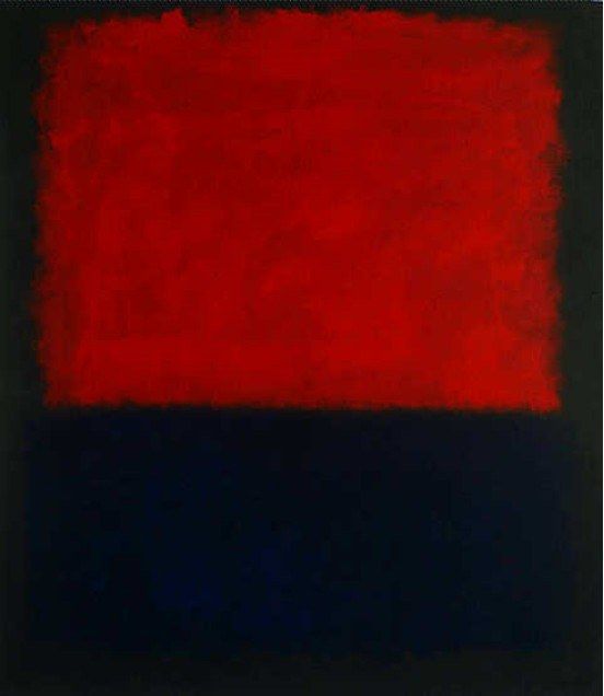 Mark Rothko Red over Dark Blue on Dark Gray